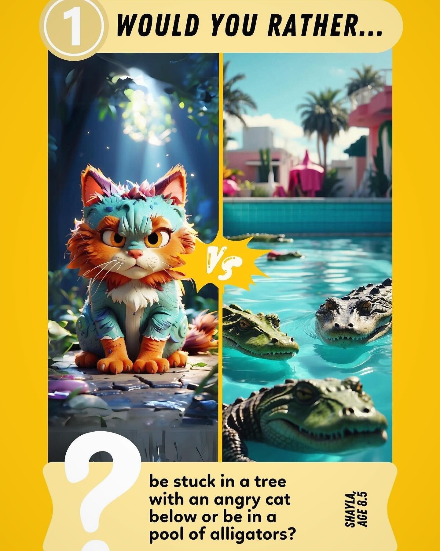 Sneak peak! The GIANT &ldquo;Would You Rather&rdquo; is coming soon! Created by, and for kids (and adults) who dare to play an epic game of Would You Rather. Scroll for a preview and stay tuned for more details on this GIANT game set! #wouldyourather
